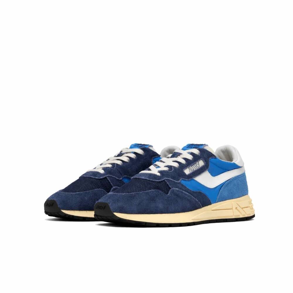 NEW AUTRY men's reelwind low sneakers in bluette and digital blue nylon and sued